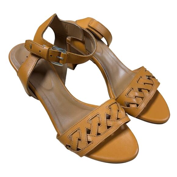 Aquatalia Samara Block Heel Sandal Brown Leather Women's Size 7 New Without Box - Picture 1 of 8